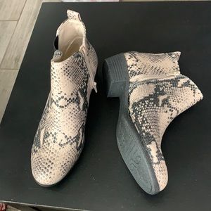 Snakeskin Print Ankle Boots/ NWOT